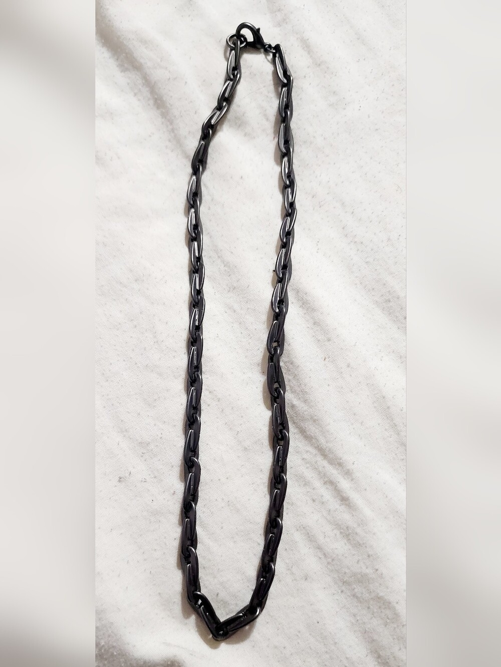 Mens Stainless Steel Black Chunky Link Necklace